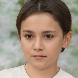 Neutral white child female with short  brown hair and brown eyes