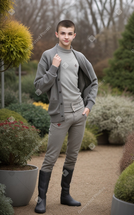 Romanian teenager boy with  gray hair