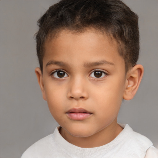 Neutral white child male with short  brown hair and brown eyes