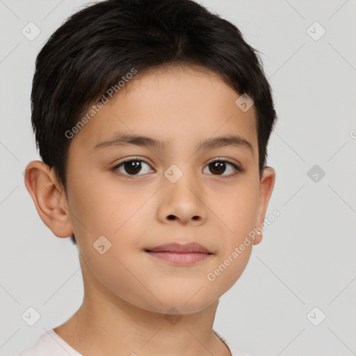 Neutral white child male with short  brown hair and brown eyes