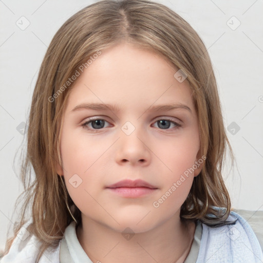 Neutral white child female with medium  brown hair and brown eyes