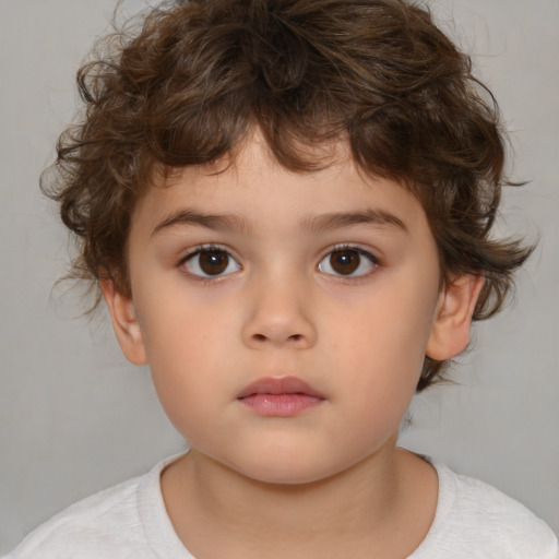 Neutral white child male with medium  brown hair and brown eyes