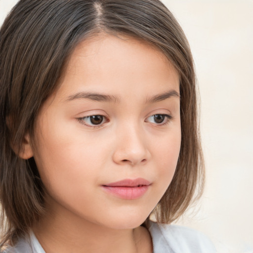 Neutral white child female with medium  brown hair and brown eyes