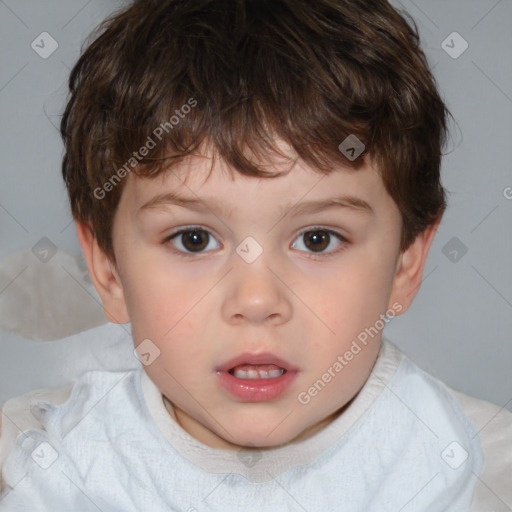 Neutral white child male with short  brown hair and brown eyes