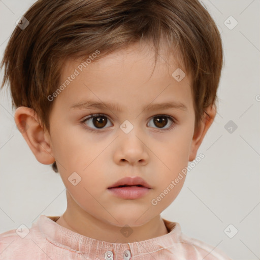 Neutral white child male with short  brown hair and brown eyes