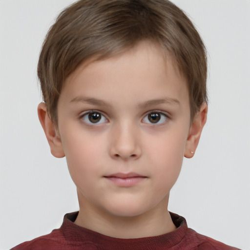 Neutral white child female with short  brown hair and brown eyes