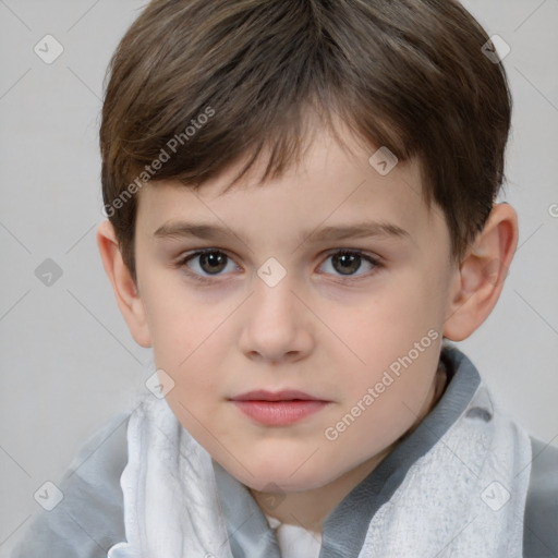 Neutral white child female with short  brown hair and brown eyes