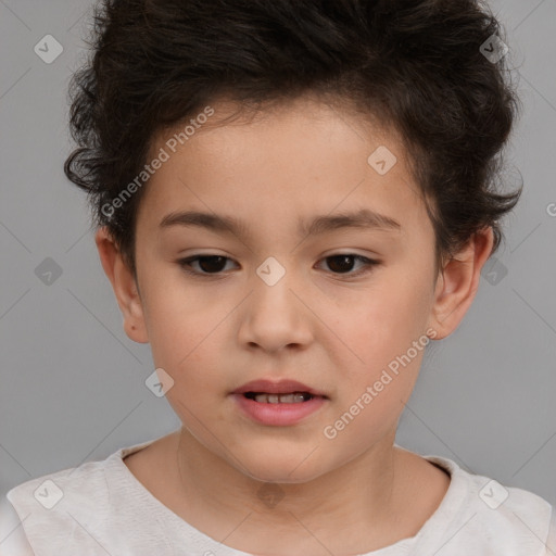 Neutral white child male with short  brown hair and brown eyes