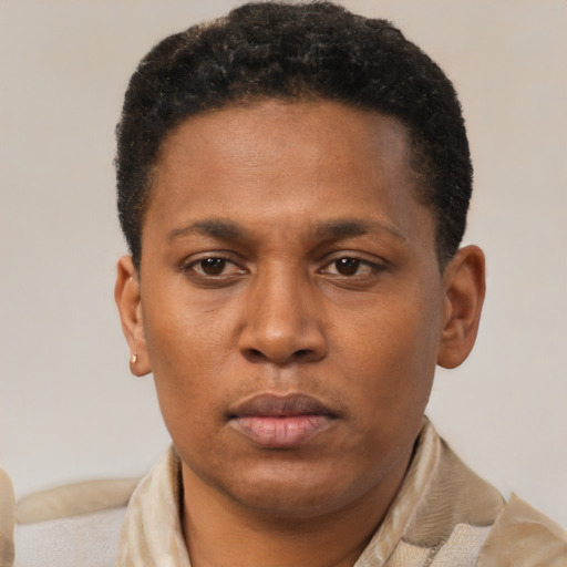 Neutral latino young-adult male with short  brown hair and brown eyes