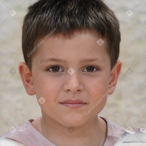 Neutral white child male with short  brown hair and brown eyes