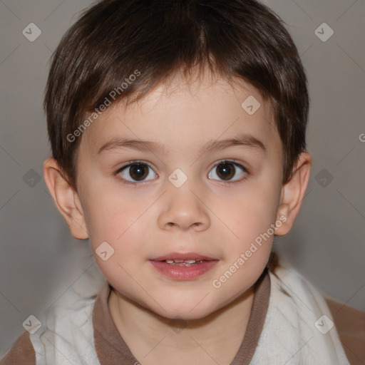 Neutral white child male with short  brown hair and brown eyes