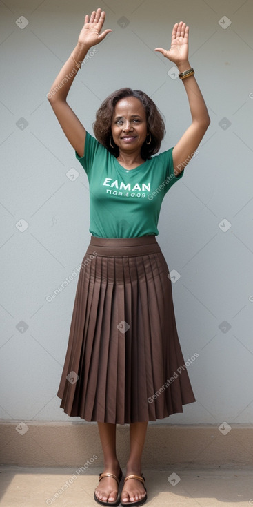 Ethiopian middle-aged female with  brown hair