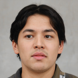 Neutral asian young-adult male with short  brown hair and brown eyes