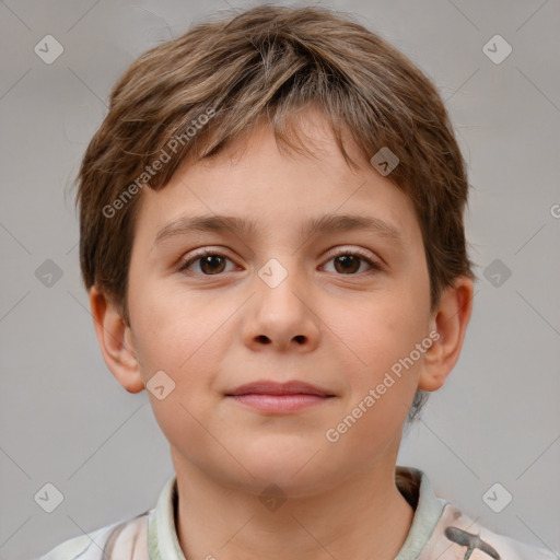 Neutral white child male with short  brown hair and brown eyes