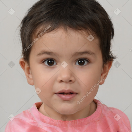 Neutral white child male with short  brown hair and brown eyes