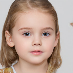 Neutral white child female with medium  brown hair and brown eyes