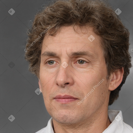 Neutral white adult male with short  brown hair and brown eyes