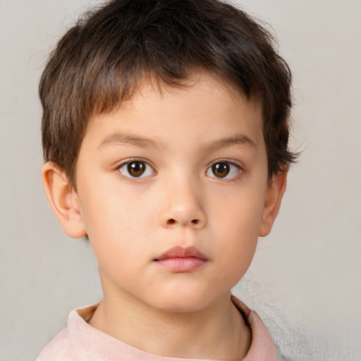 Neutral white child male with short  brown hair and brown eyes
