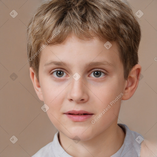 Neutral white child male with short  brown hair and brown eyes