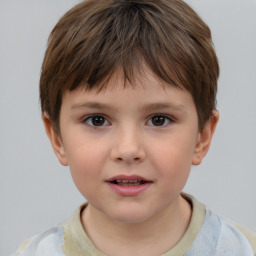 Neutral white child female with short  brown hair and brown eyes