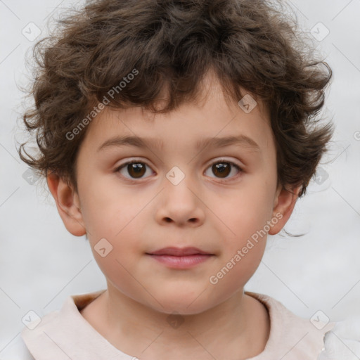 Neutral white child male with short  brown hair and brown eyes