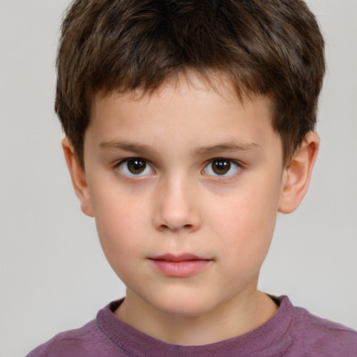 Neutral white child male with short  brown hair and brown eyes