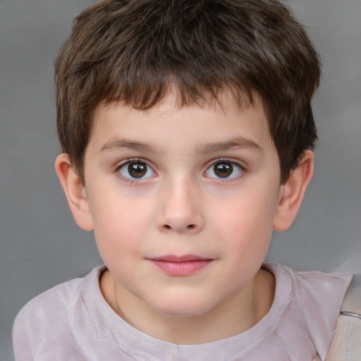 Neutral white child male with short  brown hair and brown eyes