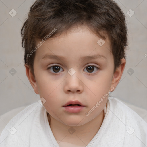 Neutral white child male with short  brown hair and brown eyes