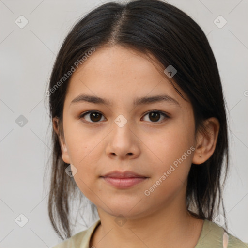 Neutral asian young-adult female with medium  brown hair and brown eyes