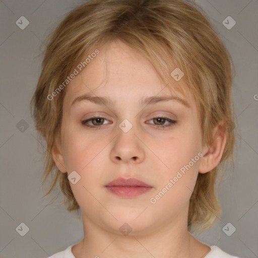 Neutral white child female with medium  brown hair and brown eyes