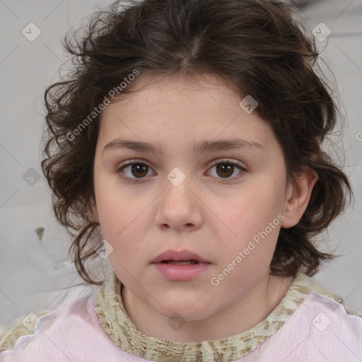 Neutral white child female with medium  brown hair and brown eyes