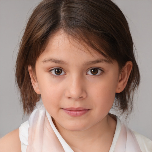 Neutral white child female with medium  brown hair and brown eyes