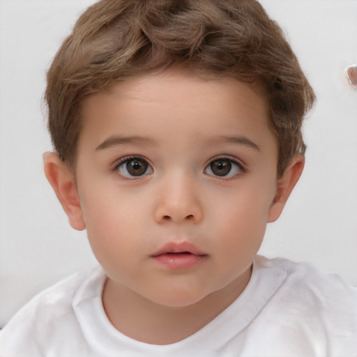 Neutral white child female with short  brown hair and brown eyes