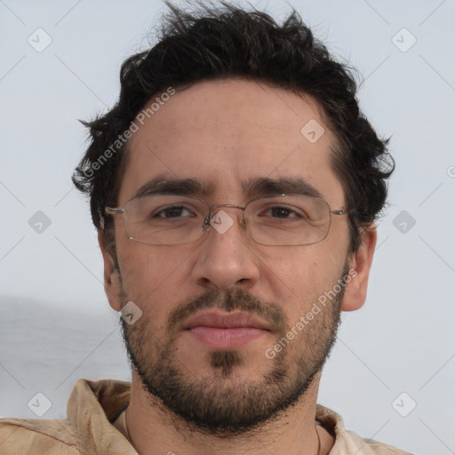 Neutral white adult male with short  brown hair and brown eyes