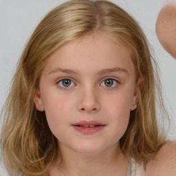 Neutral white child female with medium  brown hair and brown eyes