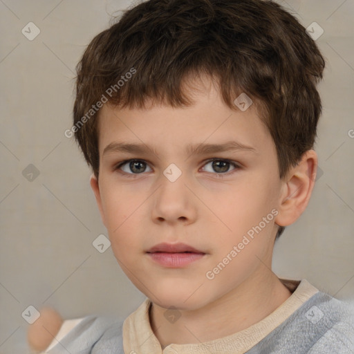 Neutral white child male with short  brown hair and brown eyes