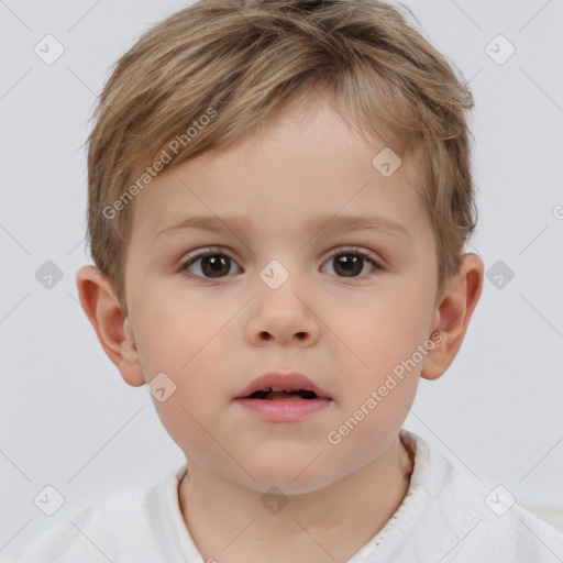 Neutral white child male with short  brown hair and brown eyes