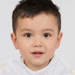 Neutral white child male with short  brown hair and brown eyes