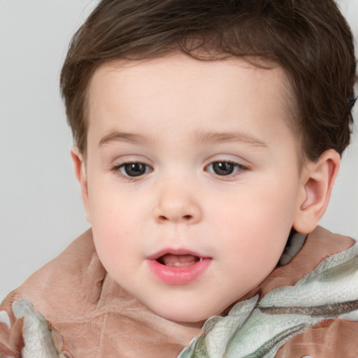 Neutral white child female with short  brown hair and blue eyes