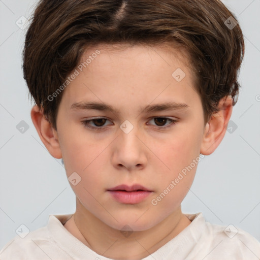 Neutral white child female with short  brown hair and brown eyes