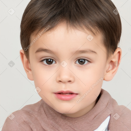 Neutral white child male with short  brown hair and brown eyes