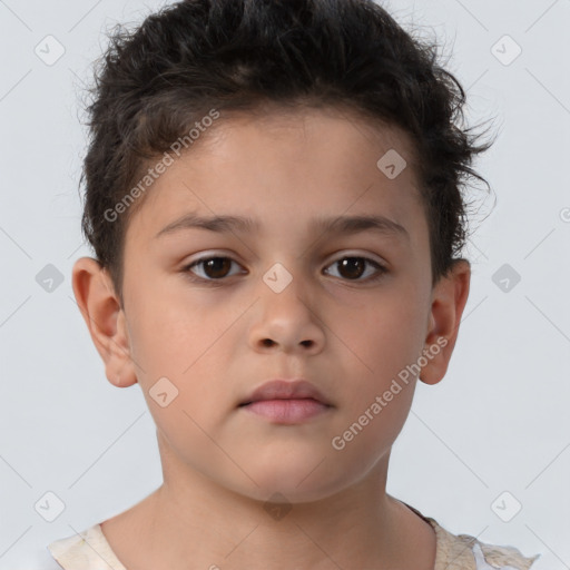 Neutral white child male with short  brown hair and brown eyes