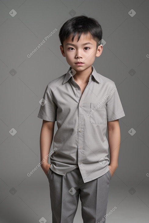 Chinese child boy with  gray hair