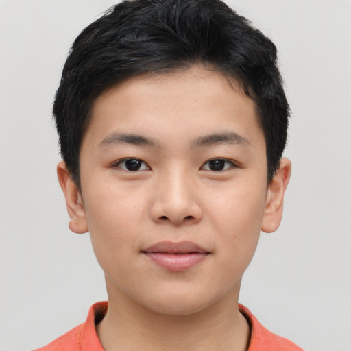 Neutral asian young-adult male with short  brown hair and brown eyes