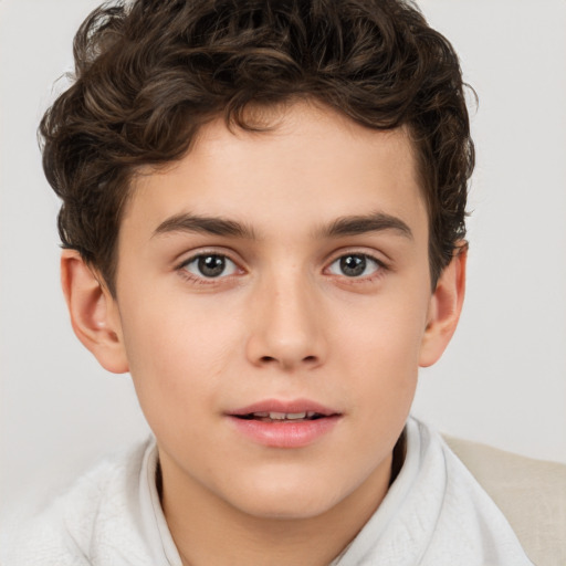 Neutral white child male with short  brown hair and brown eyes