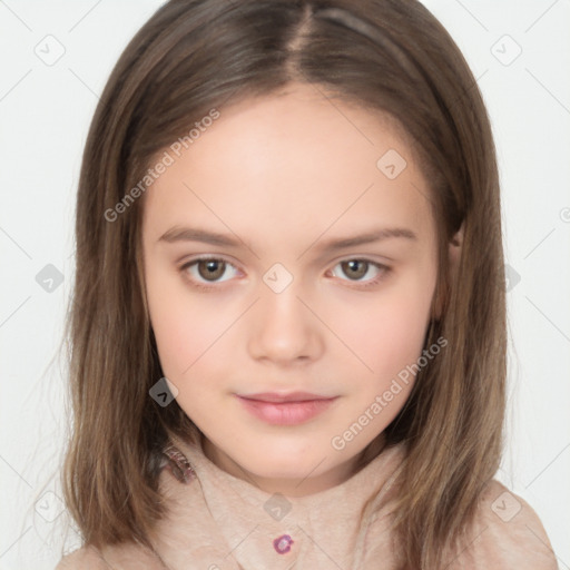 Neutral white child female with medium  brown hair and brown eyes