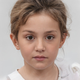 Neutral white child female with short  brown hair and brown eyes