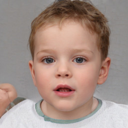 Neutral white child male with short  brown hair and blue eyes