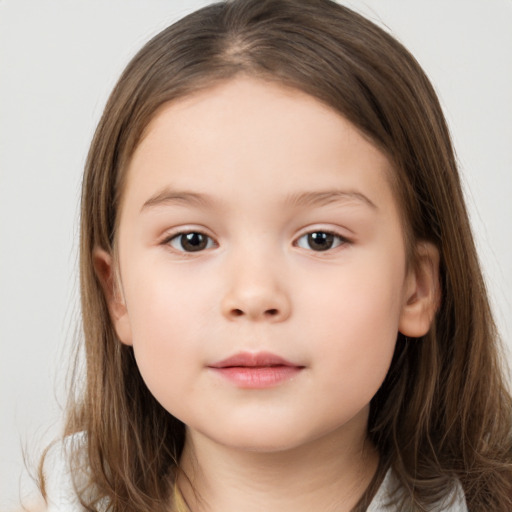 Neutral white child female with medium  brown hair and brown eyes