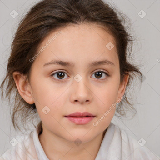 Neutral white child female with medium  brown hair and brown eyes